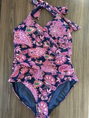 Boden Levanzo Ruched Halter Neck One Piece Swimsuit 14R